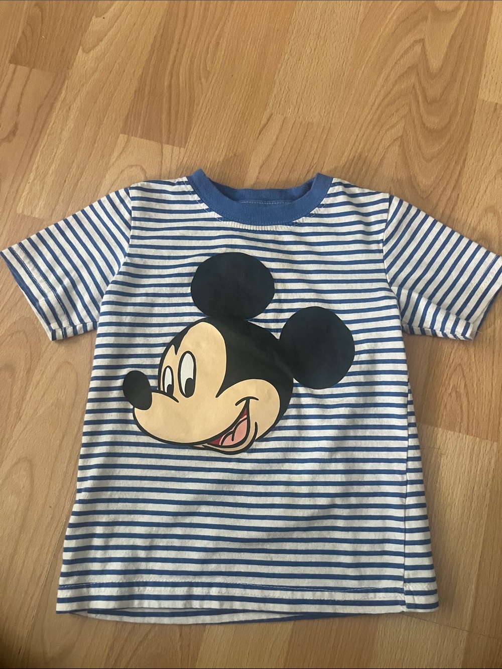 Disney Blue & White Striped Mickey Mouse Tee